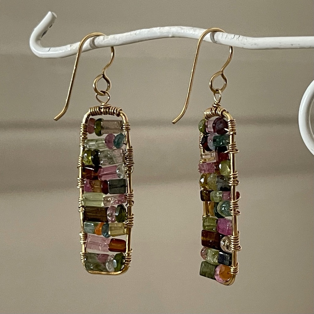 Tourmaline mosaic earrings.